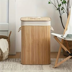 foldable bamboo laundry basket, large household storage box for toys and clothes