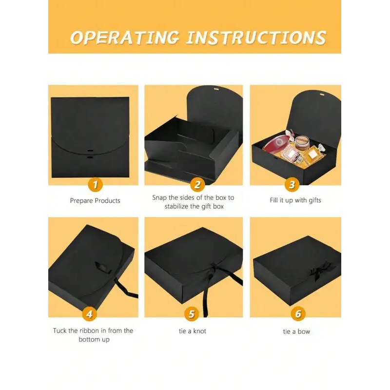 Black Gift Box with Lid, Elegant Gift Box with Ribbon for Best Man Proposal, Graduation Favors