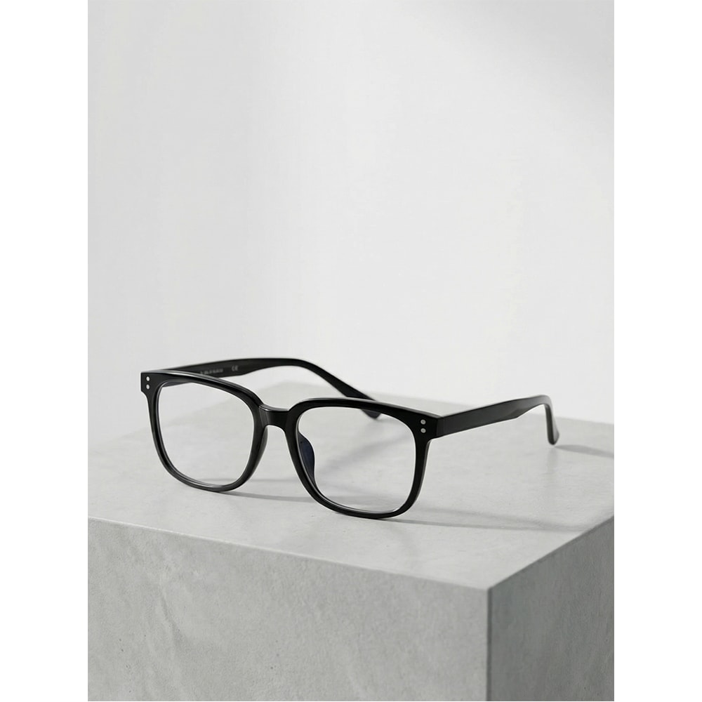 Contemporary Campus Style Unisex Glasses Transparent Black Frame With FaceContouring Design 6