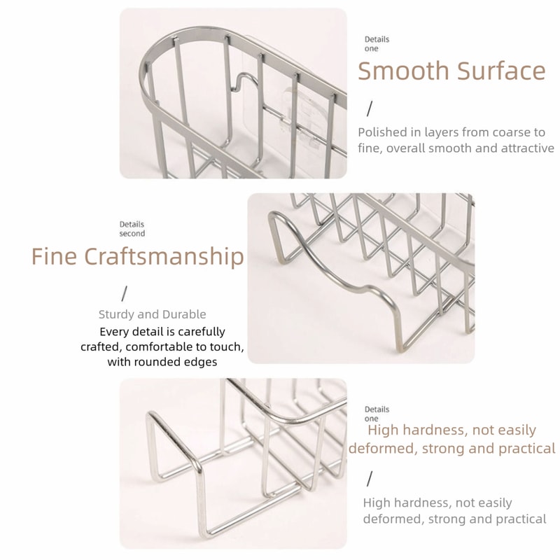 Hollowed Stainless Steel Sponge Holder With Hook Fast Drainage Suction Cups Sponge Drainer Rack Eas 3