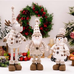 christmas decorations adjustable extendable santa snowman reindeer plush dolls for home tabletop ornaments