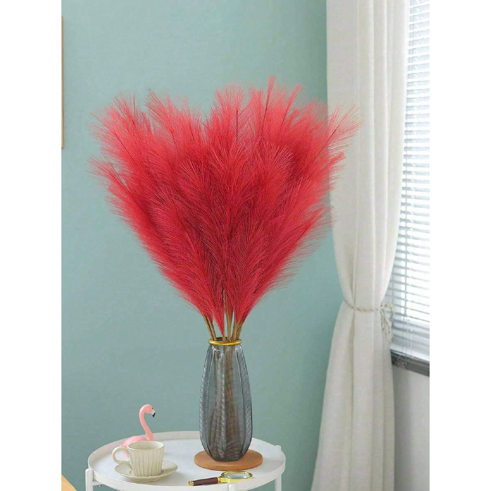 Large Red Artificial Pampas Tree Branches Tall Plush Faux Grass For Wedding And Event Decor 2
