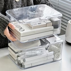 multi-purpose acrylic storage box, clear clamshell organizer for home, office essentials