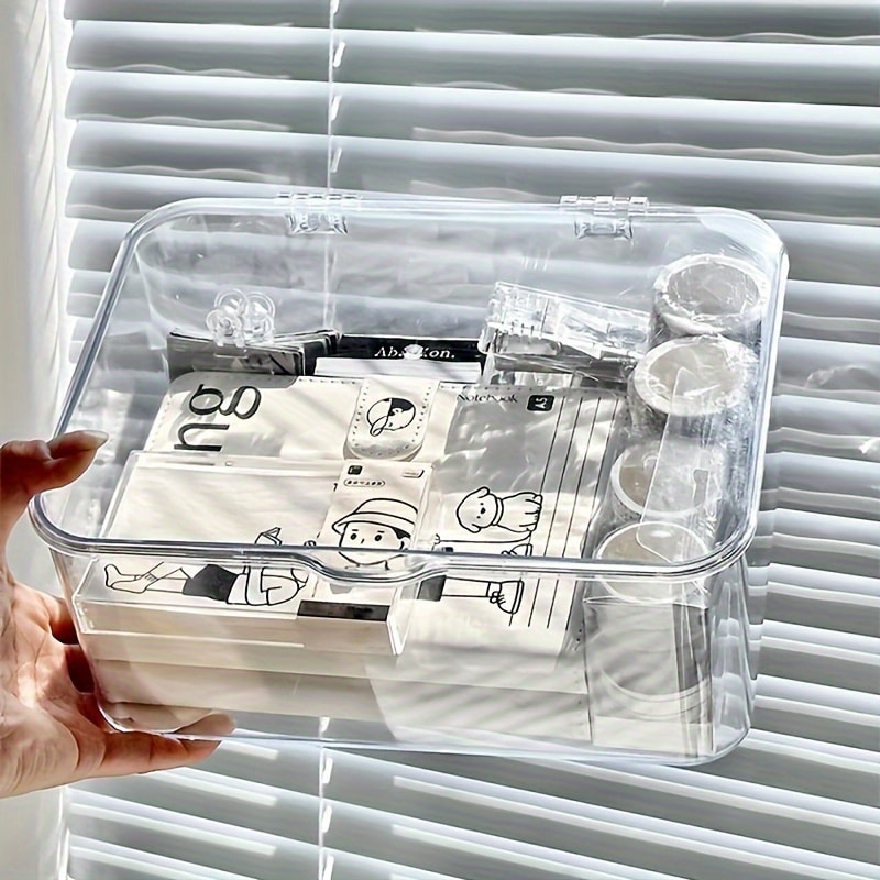 Multi-Purpose Acrylic Storage Box, Clear Clamshell Organizer for Home, Office Essentials