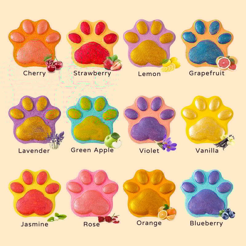 Paw Bath Bombs Gift Set, Kids Bubble Bath Bomb Kit with Toys