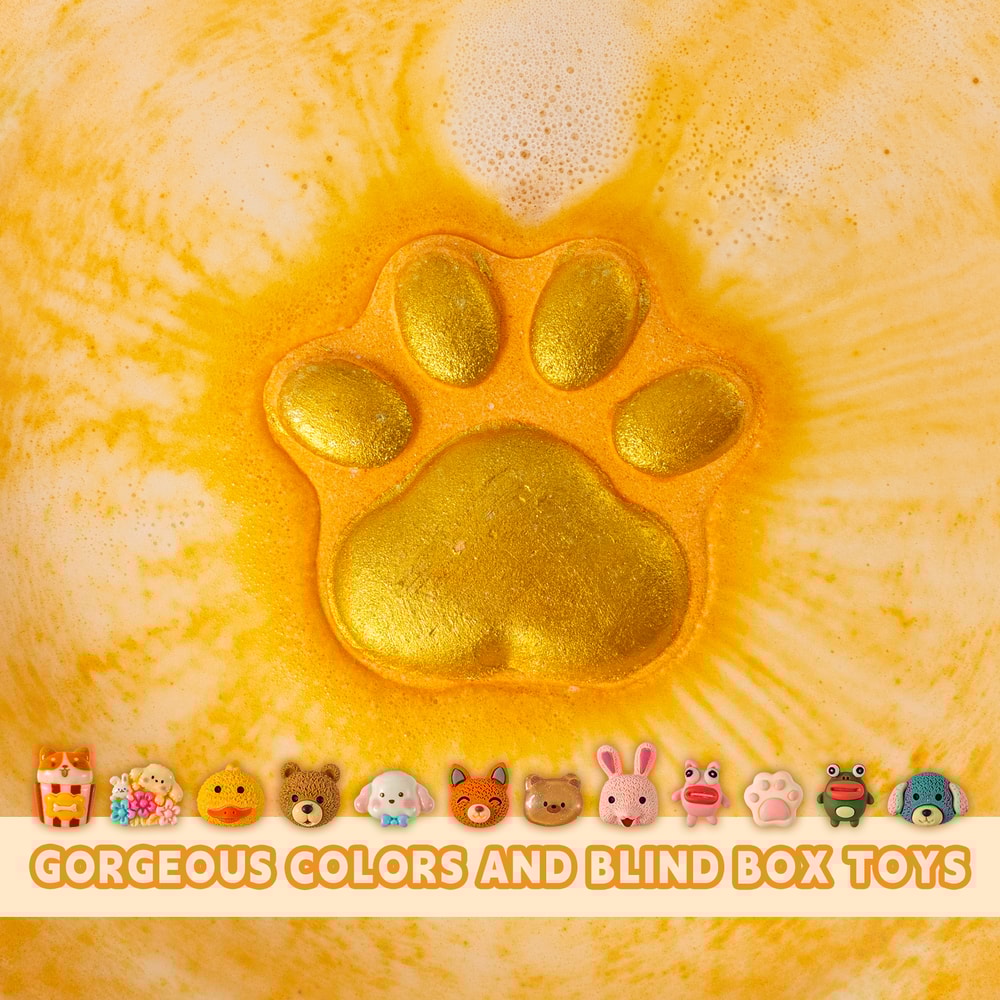 Paw Bath Bombs Gift Set, Kids Bubble Bath Bomb Kit with Toys