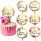 Gold Flower Acrylic Cupcake Toppers, Happy Birthday Cake Toppers for Pastry Decor & Celebrations