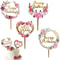 Gold Flower Acrylic Cupcake Toppers, Happy Birthday Cake Toppers for Pastry Decor & Celebrations