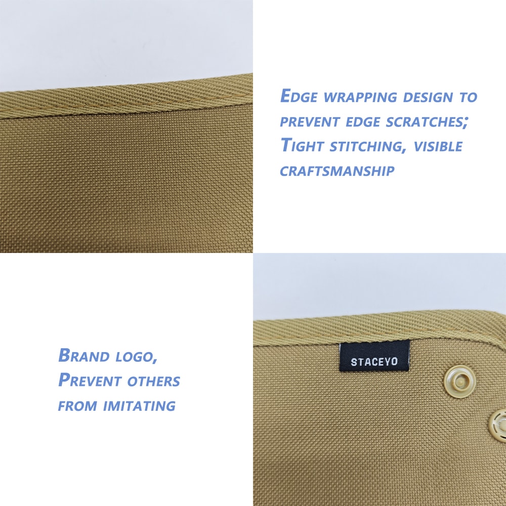 Oxford Fabric Foldable Storage Tray, Khaki Office Desktop Tray for Camping & Organization