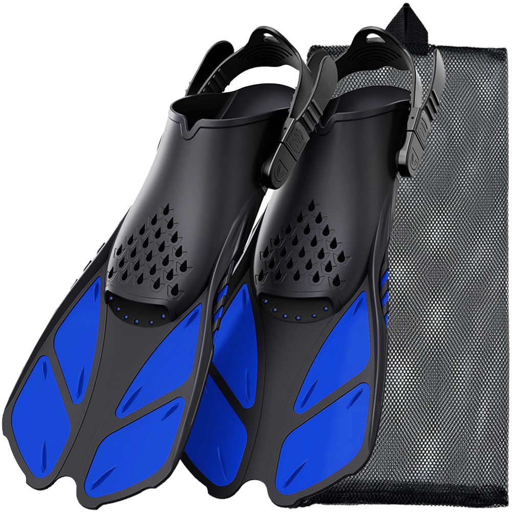Short Silicone Snorkel Fins Adjustable Buckles Open Heel Diving Shoes For Adults Travel Size 0