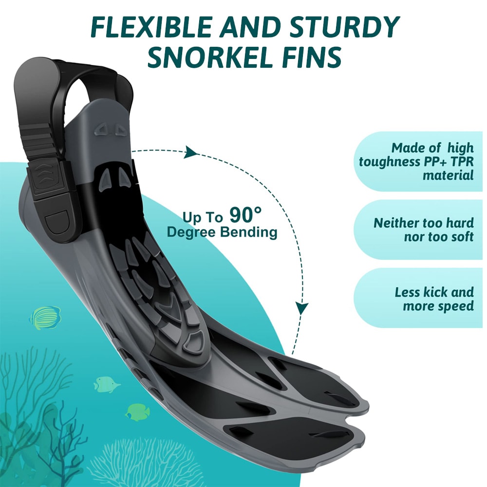 Short Silicone Snorkel Fins Adjustable Buckles Open Heel Diving Shoes For Adults Travel Size 2