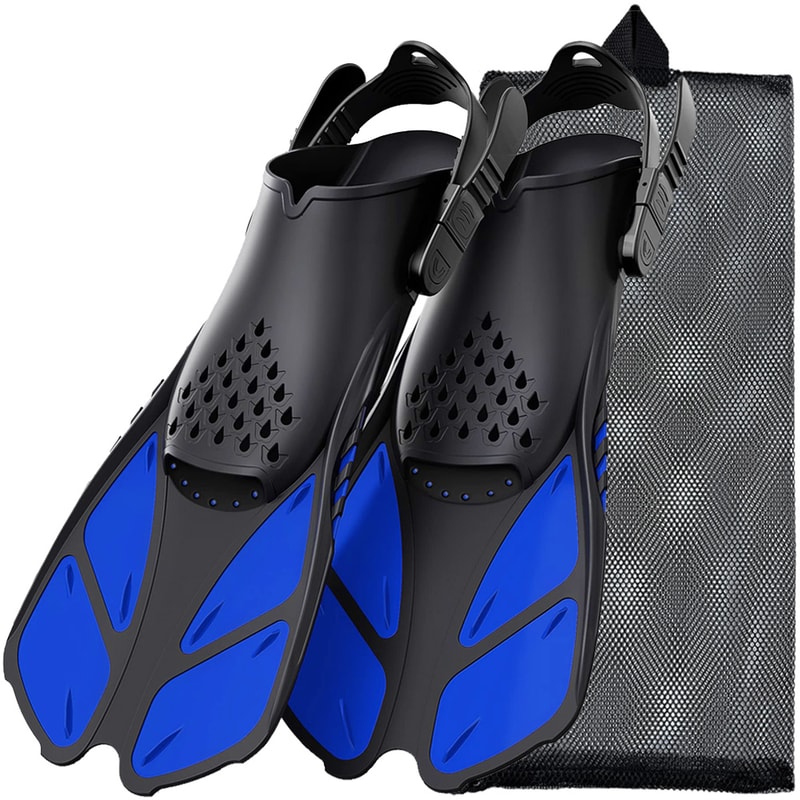 Short Silicone Snorkel Fins Adjustable Buckles Open Heel Diving Shoes For Adults Travel Size 6