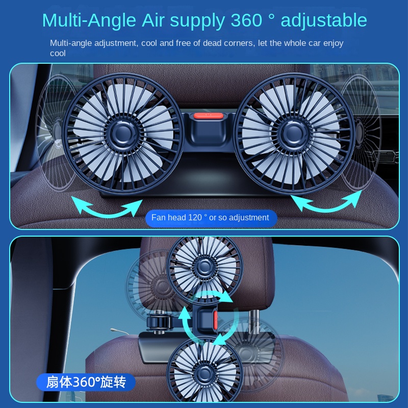 USB Charge Dual Head Car Fan 3speed Cooling Fan Neck Cooler For Summer With 360 Degree Rotation 1
