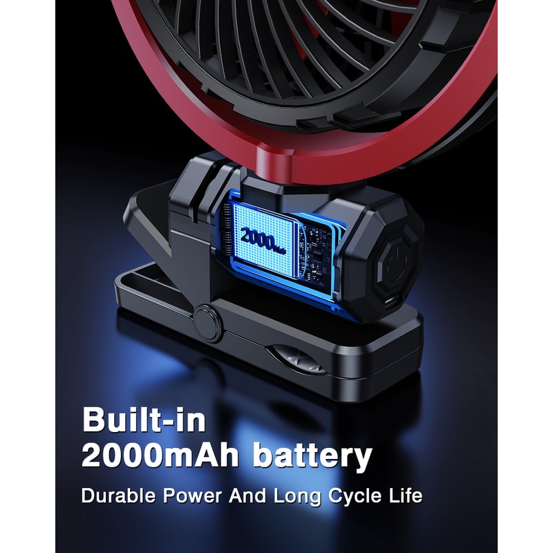 USB Rechargeable Fan, Car Cooling Clamp Fan, 900° Rotatable Car Cooling Tool