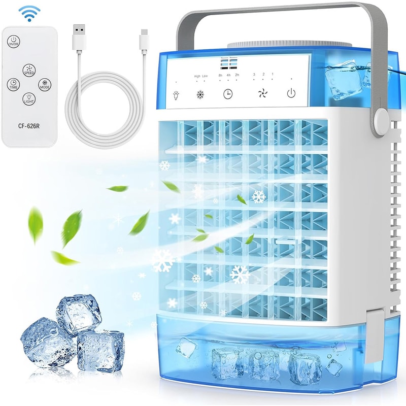 Mini Air Humidifier Cooler Desktop Fan, USB Remote Control