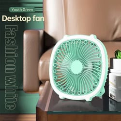 strong wind desktop fan, usb rechargeable led light fan, wide angle bracket, for office, bedroom, study, indoor, camping