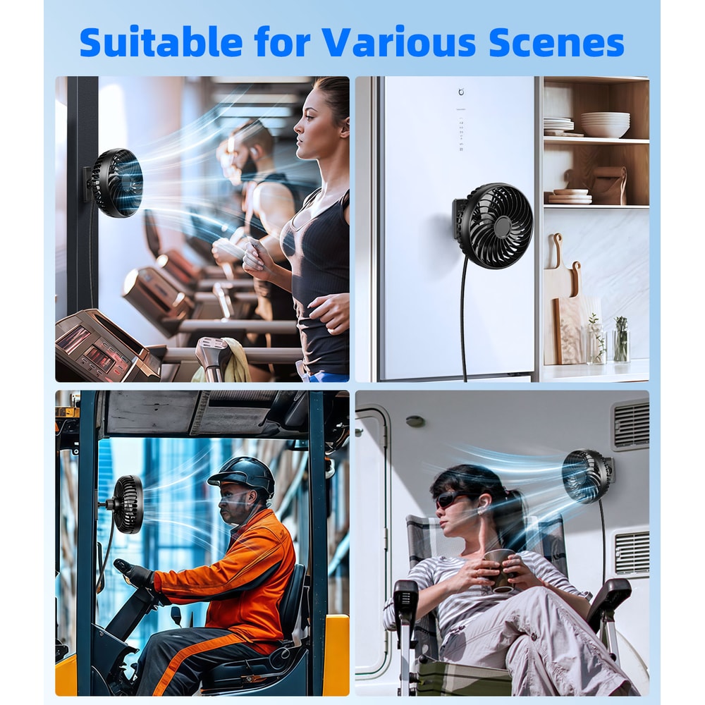 USB Powered Portable Magnetic Golf Cart Fan, Car Air Fan with 3 Speed, Magnetic Base for Outdoor Activities