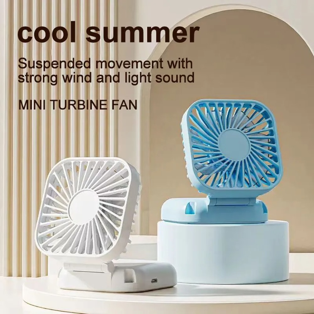 Portable Hanging Neck Fan, Mini Handheld Fan, Foldable Fan, USB Rechargeable Turbine Fan