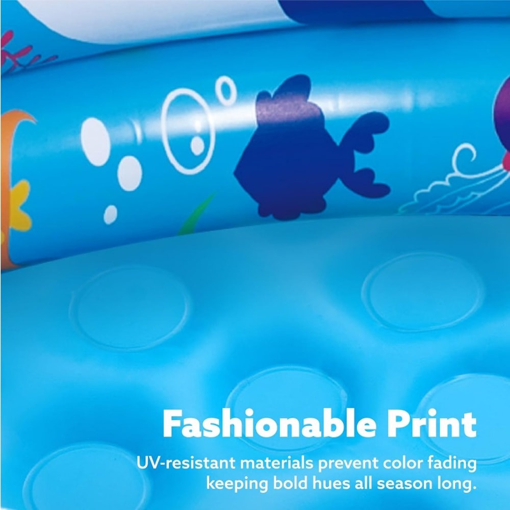 Blue Baby Pool For Kids Joyfy Inflatable Kiddie Pool Blow Up 3 Rings Summer Water Party Swimming Po 5