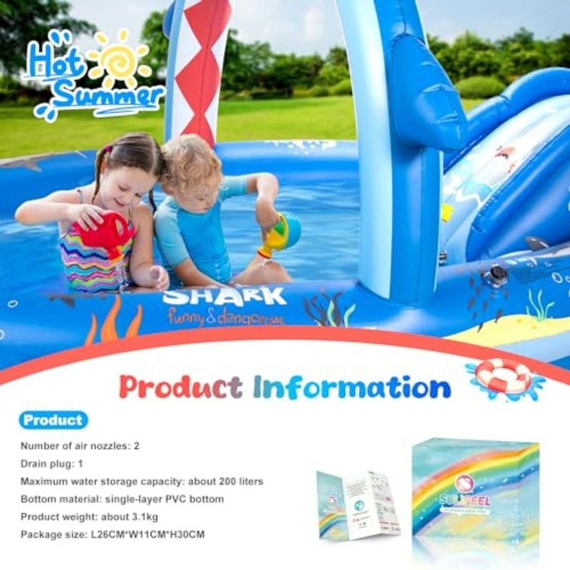 Easy Setup Inflatable Dinosaur Pool With Slide Sprinkler For Backyard Fun 4