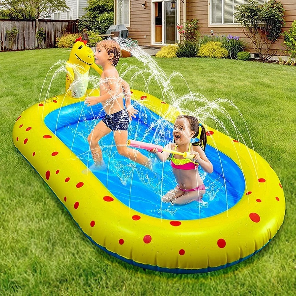 PVC Outdoor Bath Lawn Sprinkler Inflatable Swimming Pool Dinosaur Shaped Childrens Water Play Mat F 0