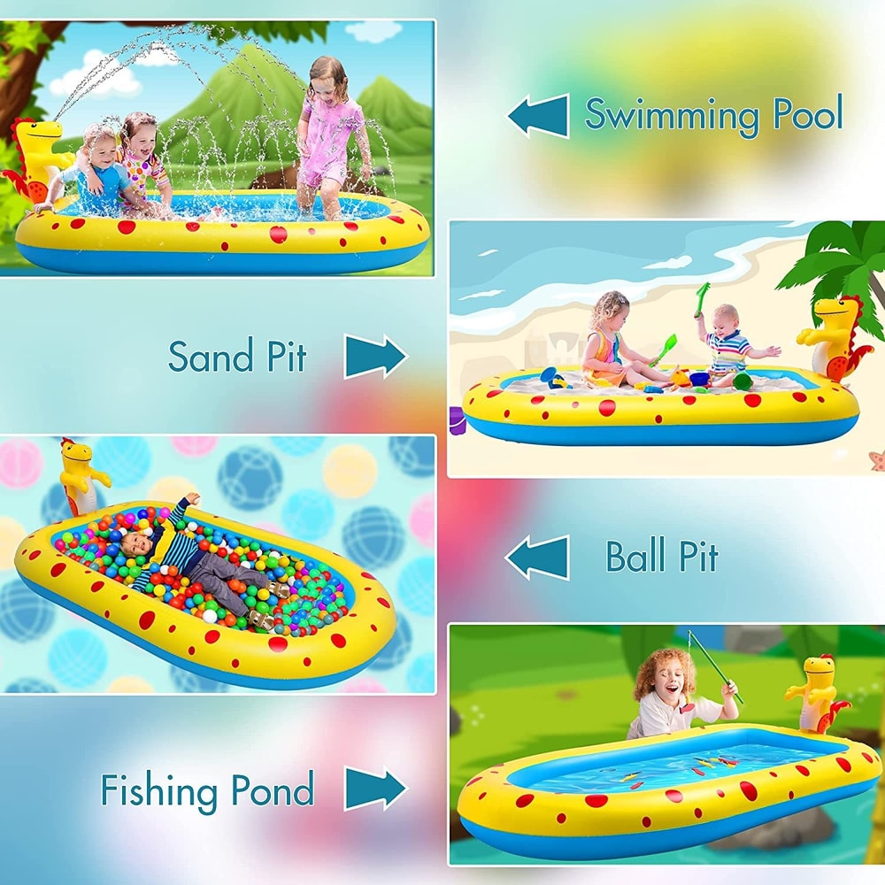 PVC Outdoor Bath Lawn Sprinkler Inflatable Swimming Pool Dinosaur Shaped Childrens Water Play Mat F 5