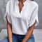 Women Fashion Vneck Half Sleeve Shirts Summer Casual Blouse Office Elegant Loose Blusas Tops 7