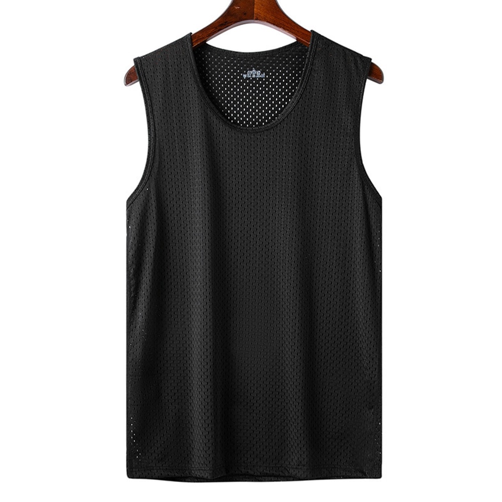 Breathable Men Ice Silk Tank Tops Gym Fitness Vest Quickdrying Mesh Underwear Sleeveless Bodybuildi 12