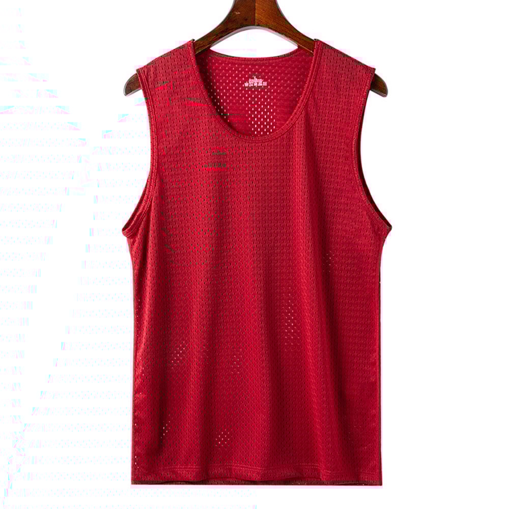 Breathable Men Ice Silk Tank Tops Gym Fitness Vest Quickdrying Mesh Underwear Sleeveless Bodybuildi 15