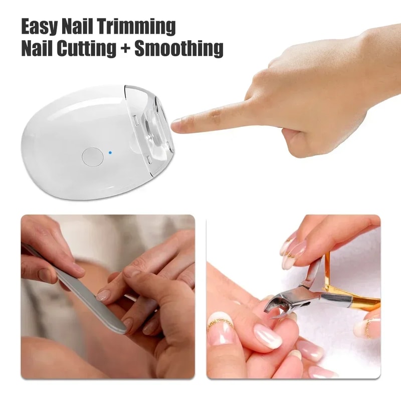 Automatic Nail Grinder Trimmer 2 IN 1 Electric Nail Clipper With LED Light Mini Manicure Tool For A 2