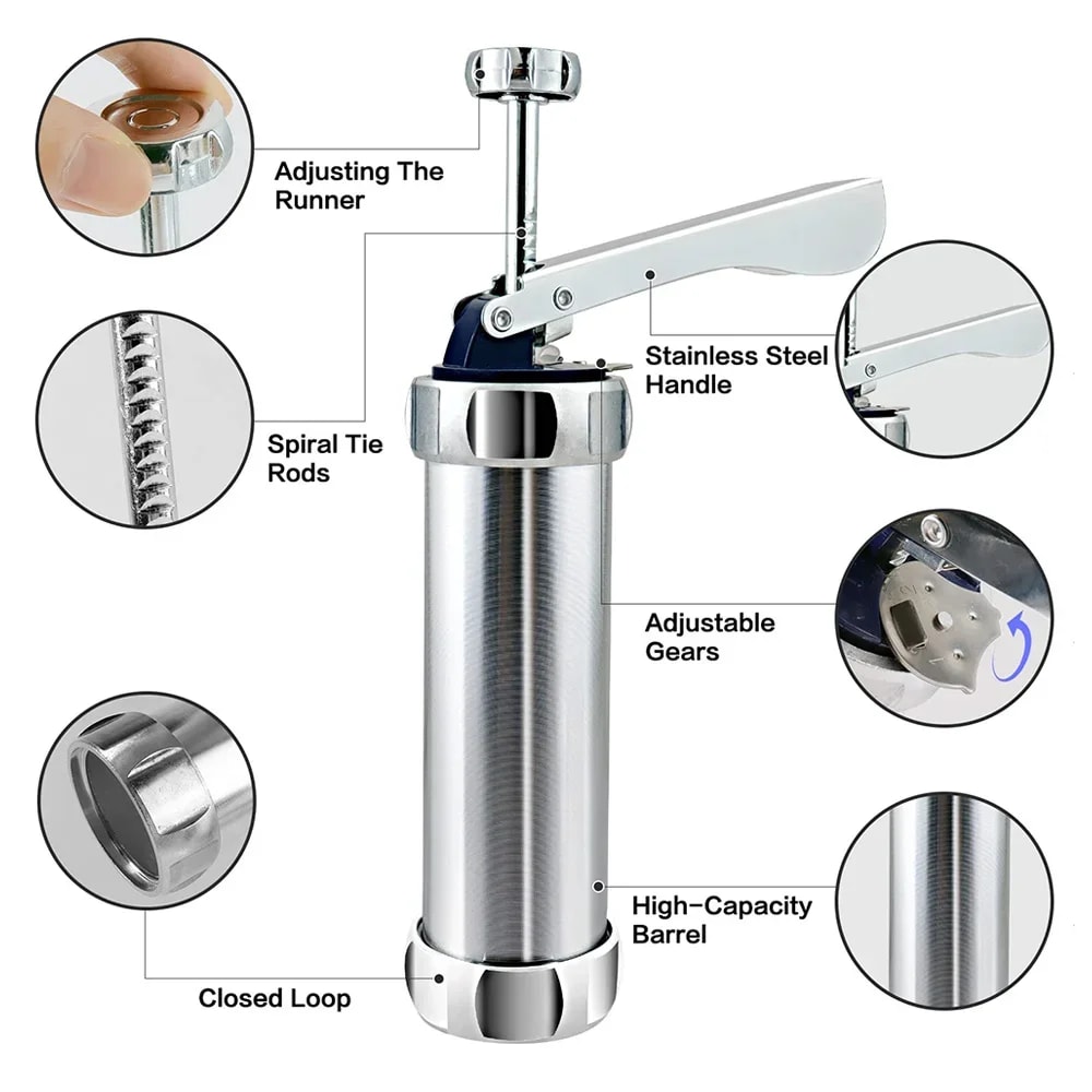 Biscuit Extruder Press Cookie Gun Set Stainless Steel DIY Cookie Press Maker 4