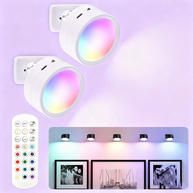 Magnetic LED Wall Lamp With Remote RGB Color Change Bedroom Lights 0