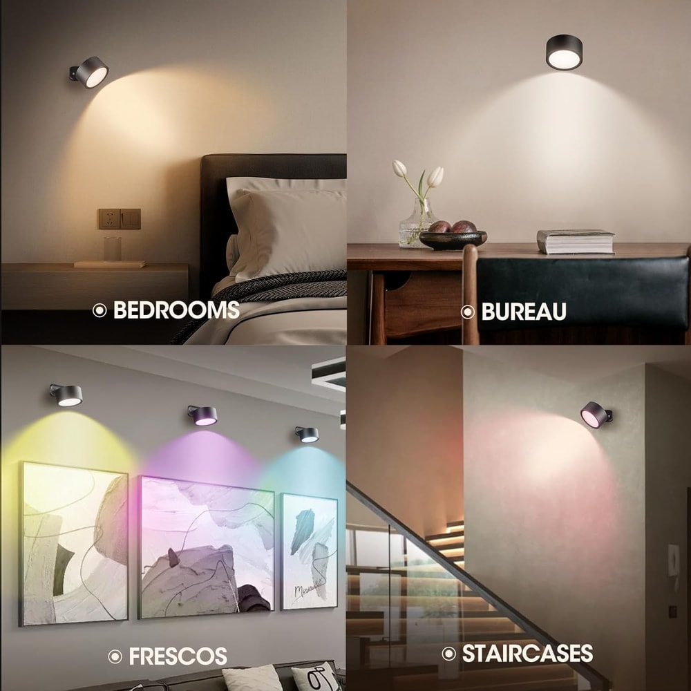 Magnetic LED Wall Lamp With Remote RGB Color Change Bedroom Lights 4