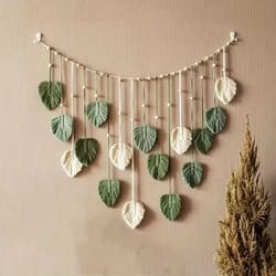 boho home decoration, macrame tapestry wall hanging for living room, bedroom, macrame leaf feather art