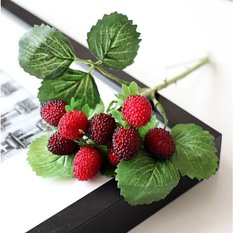 Christmas Berry Potted Plants 9 Heads Artificial Strawberry Fruit For Home Garden Wedding 5