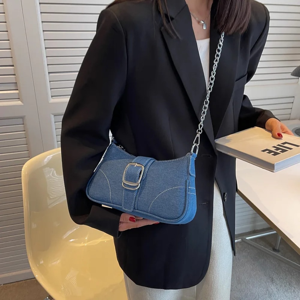 Exquisite Jeans Bag Womens New Fashion Crossshoulder Denim Bag 2