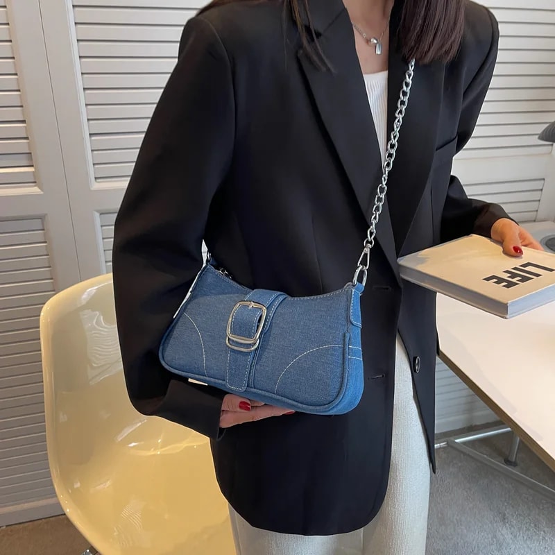 Exquisite Jeans Bag Womens New Fashion Crossshoulder Denim Bag 2
