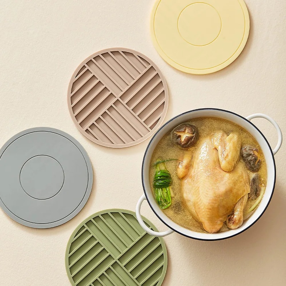 Thickened Silicone Coaster High Temperature Resistant Round Mat Microwave Oven Heat Insulation Plac 1