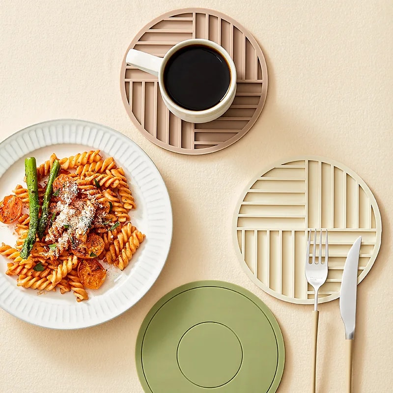 Thickened Silicone Coaster High Temperature Resistant Round Mat Microwave Oven Heat Insulation Plac 2