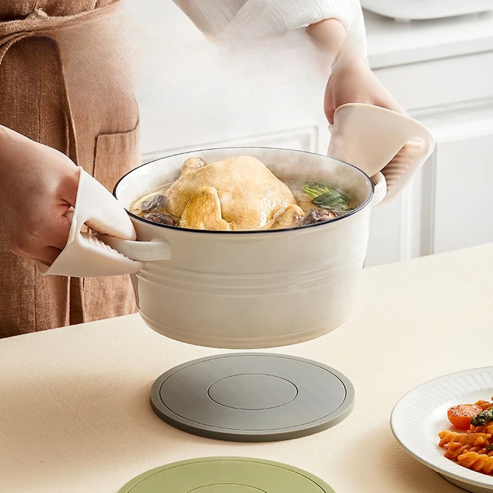 Thickened Silicone Coaster High Temperature Resistant Round Mat Microwave Oven Heat Insulation Plac 3