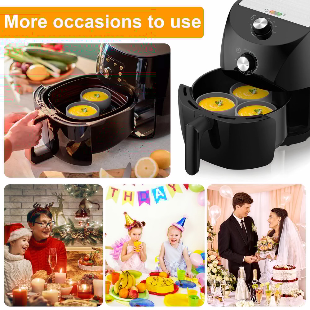 Silicone Non Stick Egg Pan Mold Air Fryer Egg Boiler Oven Safe Microwave Friendly 3