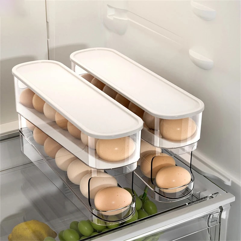 Automatic Slide Type Egg Carton Double Egg Roller, Kitchen Countertop Egg Holder
