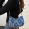 Women Tote Bag with Star Pattern Blue, Distressed Design, Golden-Tone Hardware Handbag for Stylish Everyday Use