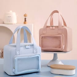 portable vacation lunch bag, cartoon insulated tote, large capacity student lunch box