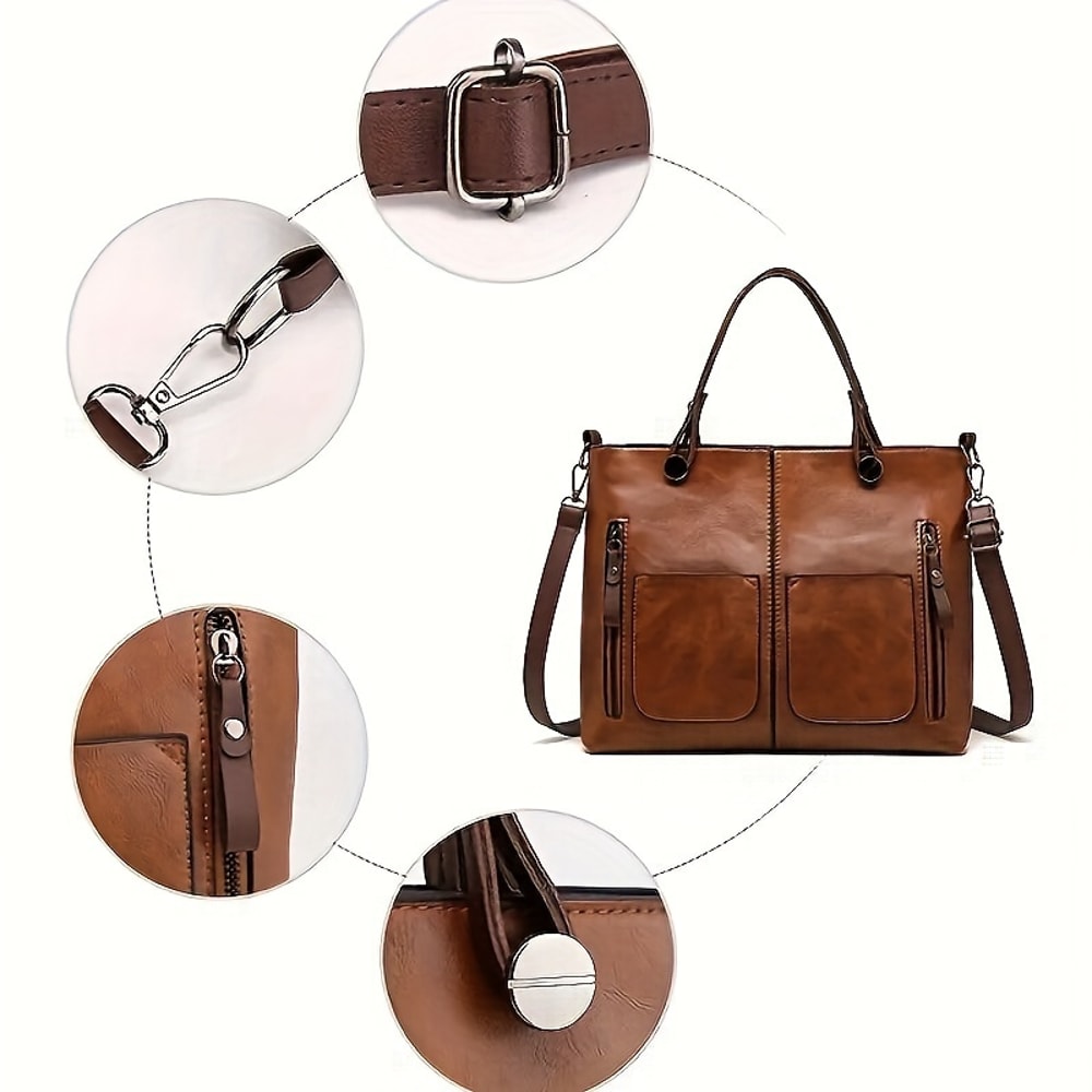 Classic Womens Crossbody Handbag Retro PU Leather Shoulder Bag Fashionable Casual Purse For Daily U 3