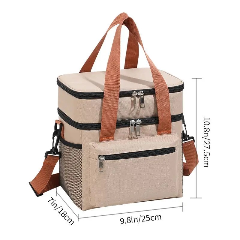 Portable Crossbody Thermal Lunch Bag Large Capacity Picnic Food Storage Bag 9