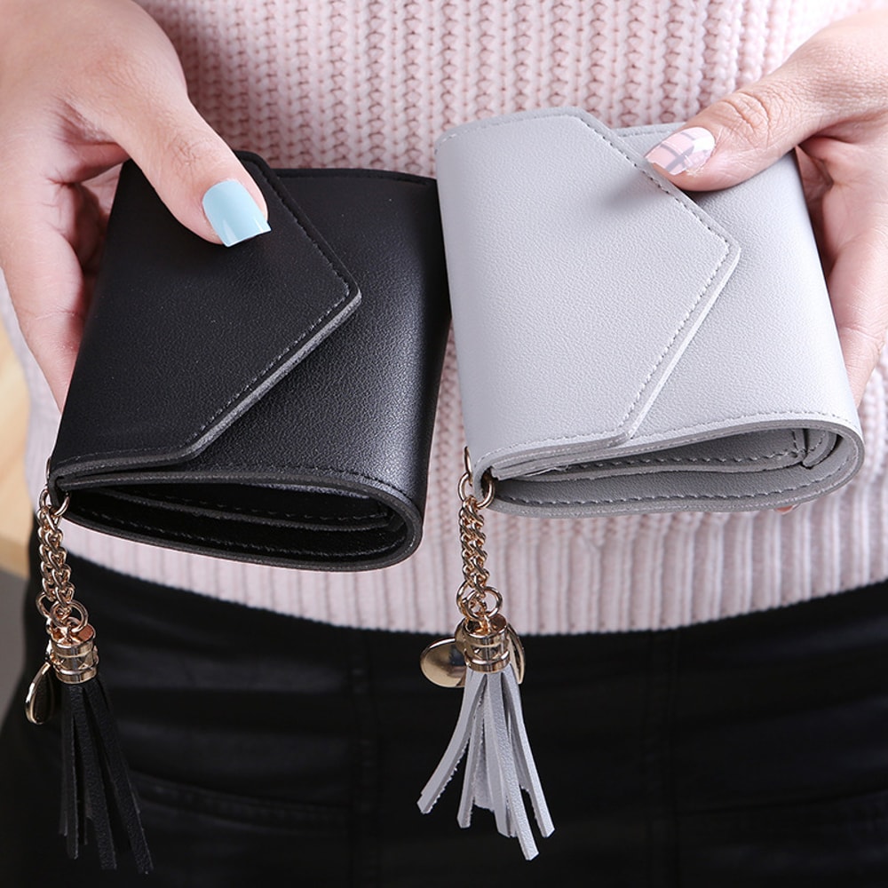 Women Luxury Tassels Wallet Fashion Short PU Leather Wallet Small Coin Purse Card Holder Pouch 1