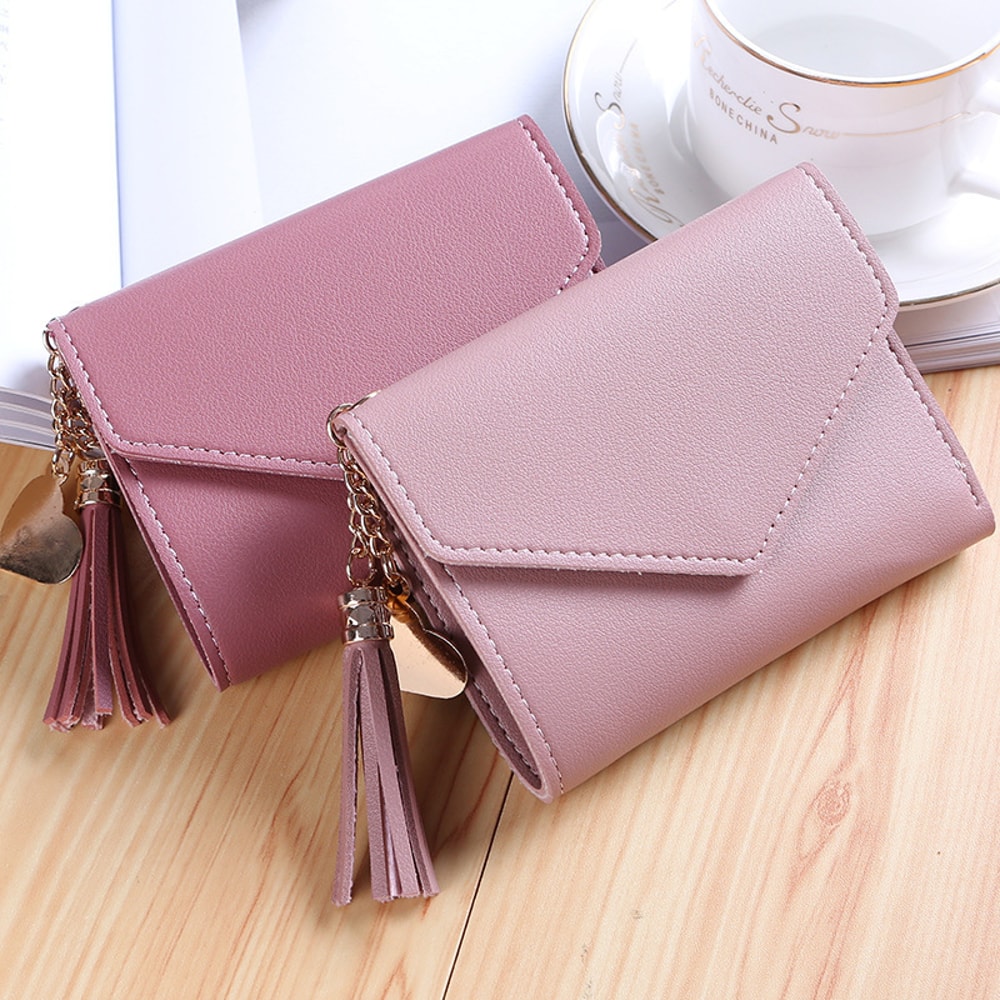 Women Luxury Tassels Wallet Fashion Short PU Leather Wallet Small Coin Purse Card Holder Pouch 3