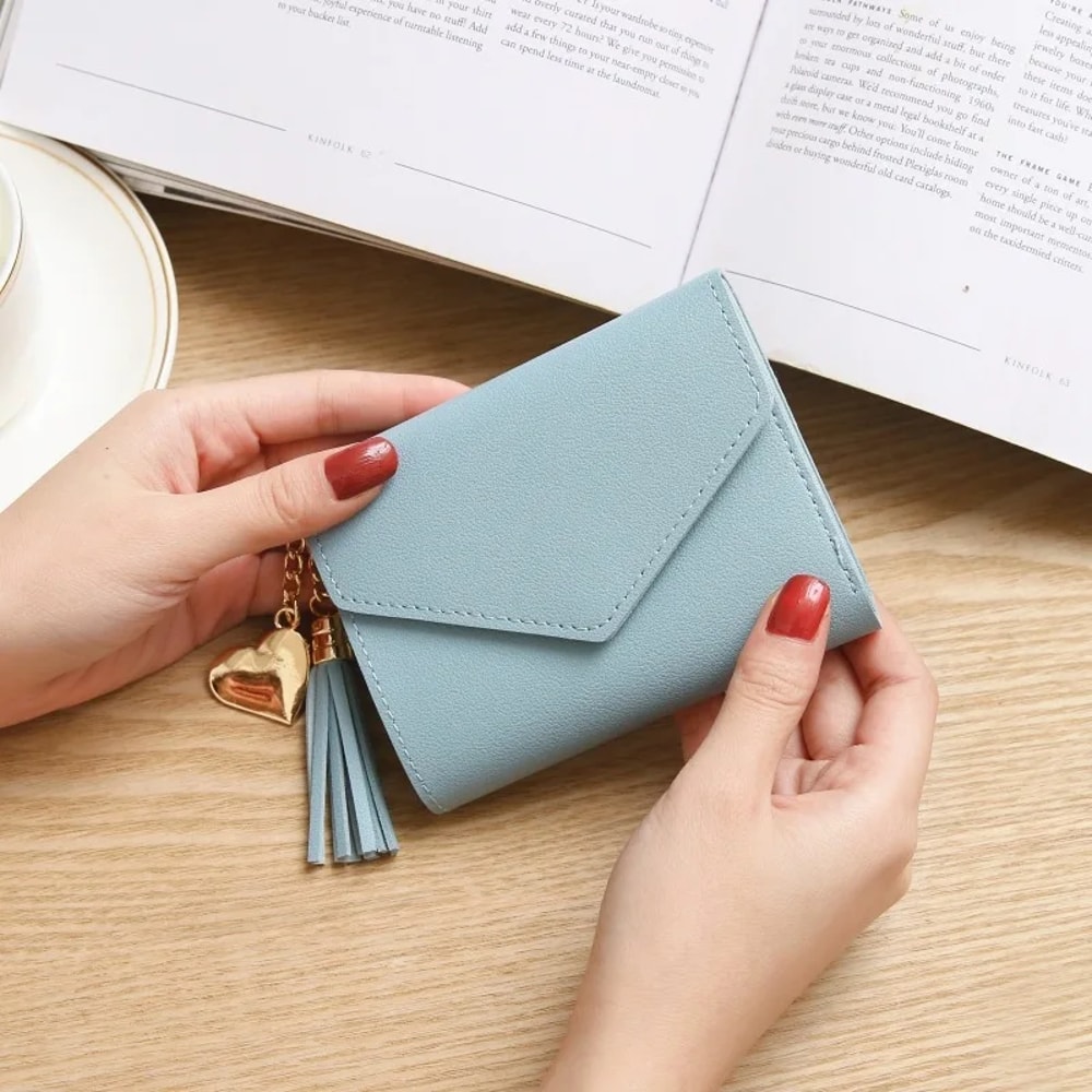 Women Luxury Tassels Wallet Fashion Short PU Leather Wallet Small Coin Purse Card Holder Pouch 8