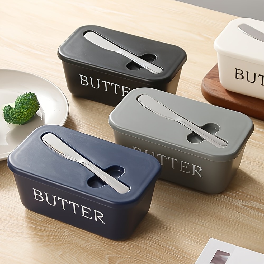 Simple Butter Container Box With Knife Restaurant Sealed Storage Box Butter Slicer Cheese Box With 3